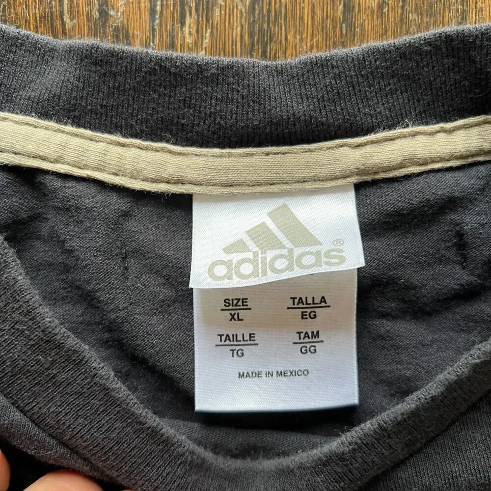 Vintage Y2K Adidas Spell Out Long Sleeve T-Shirt Black Gray Streetwear XL